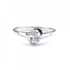 Inel argint 925 rodiat cu zirconiu oval [0]